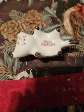 Parker White Porcelain Pig Trinket Dish with Gold Accents